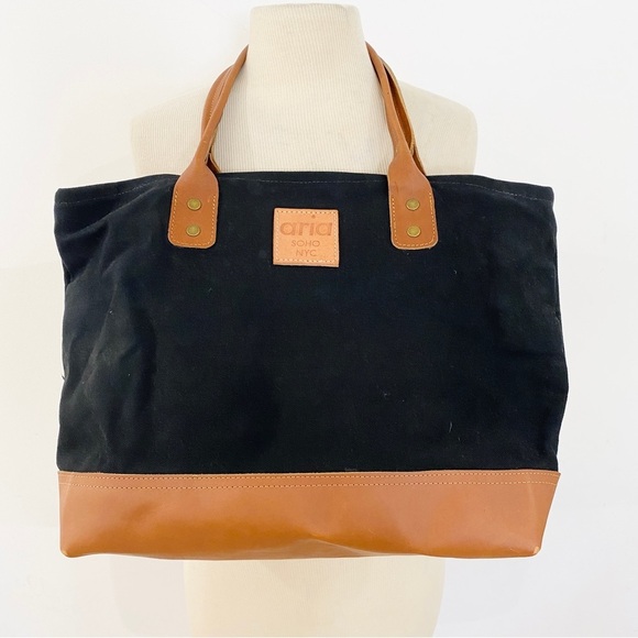 NEW Aria canvas leather tote bag - Picture 1 of 9